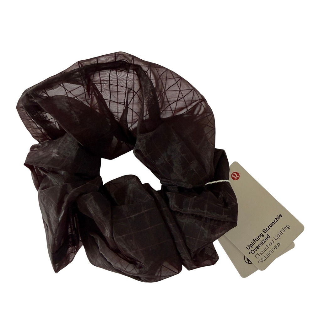 Lululemon Uplifting Scrunchie Oversized Mesh Grid Plum Burgundy LW9GM5S NEW